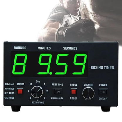 Professional Gym Timer, Big Screen Boxing Interval Timer, Adjustable Sound/Training Time/Cycle Repetitions, Muay Thai Training Timer for Boxing, Muay Thai, Fighting, Taekwondo, Karate Green - color: Green