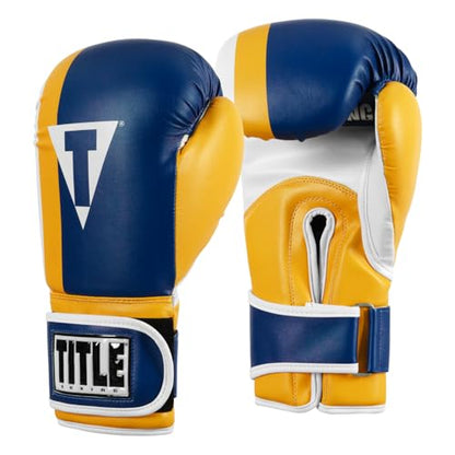 Title Boxing World Bag Boxing Gloves - color: Blue/Yellow/White, size: 12 oz