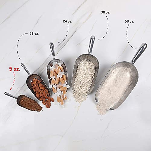 Cast Aluminum Utility Scoop, 5-Ounce - Round Bottom, Small ice scoop For Multi-Purpose Use, With Finger Groove Handle (Hand Wash Only) 5 oz. - size: 5 oz