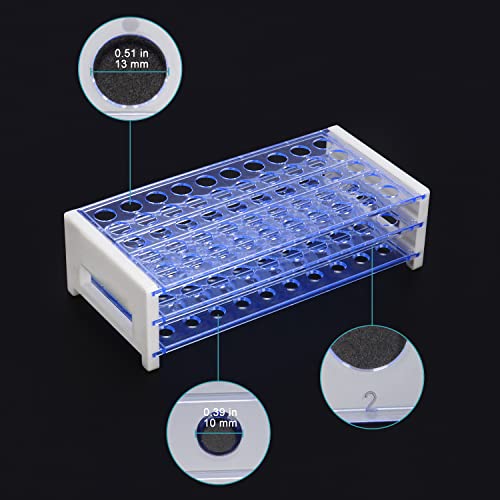 stonylab Test Tube Rack, 3-Tier Detachable Blue Plastic Holder Stand Rack, for Laboratory Scientific Experiments, 33/64 inch 50-Place - size: 33/64 inch