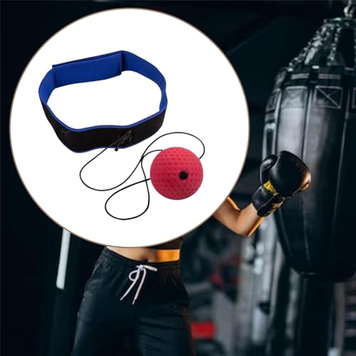 Boxing Reflex Ball Exercise Set Adjustable Headband Punch Training Game Ball on String Reaction Speed Suitable for Kids Adults Home Gym Workout, Blue Black