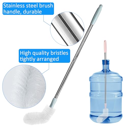 2 Pack 29.5" Bottle Brush Extra Long Stainless Steel Bottle Brushes Bendable Nylon Brush Durable 5-Gallon Water Bucket Cleaner Brushes 360° Scrubbing for Tanks, Barrels & Big Bottles (Opening > 1.7")