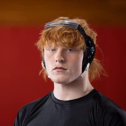 Matman Halo Adult Wrestling Headgear for Men | Old-School Hard Shelled Wrestling Ear Guard for BJJ, MMA, & Grappling | Low-Profile Design - color: Black