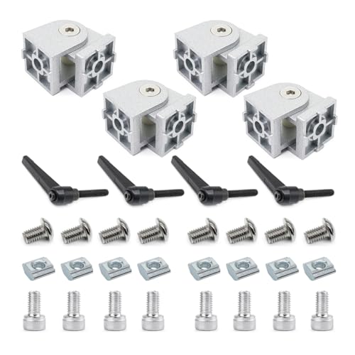 4 Sets 25 Series 10 Series Aluminum Extrusion Pivot Hinge Swivel Degree Angle Bracket with Hardware Accessories Handle for 1010 1020 2525 T Slot Extruded Aluminum Profile - style: 4 sets pivot hinge with m6