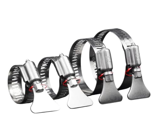 10-Pack 304 Stainless Steel Hose Clamps, 21-38mm (13/16"-1 1/2") Adjustable Thumb Screw Key-Type, for Plumbing, Automotive, Marine & Machinery Applications