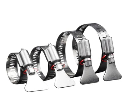 10-Pack 304 Stainless Steel Hose Clamps, 21-38mm (13/16"-1 1/2") Adjustable Thumb Screw Key-Type, for Plumbing, Automotive, Marine & Machinery Applications
