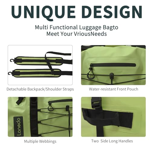 80L Dry Bag Large Waterproof Bag Roll-Top Heavy Duty Fishing Duffel Bag with Durable Straps & Handles for Kayaking Paddle boarding Boating Rafting Fishing - color: Green