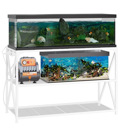 55-75 Gallon Fish Tank Stand, 49.2 x 19.7x 31.5 Inch,Industrial Aquarium Stand with Power Outlet and Switch, Turtle Tank, Reptile Terrariums and Breeder Tank Stand, White