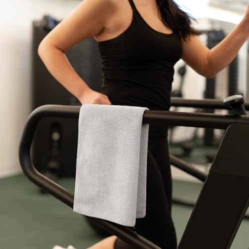 S&T INC. Microfiber Gym Towels, 3 Pack, 16" x 27", Light Grey | Absorbent and Lightweight, Quick-Dry, Compact for Gym Bag, Yoga and Travel, Machine Washable - color: Light Grey