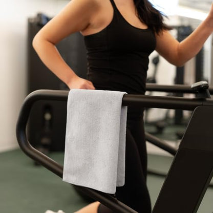 S&T INC. Microfiber Gym Towels, 3 Pack, 16" x 27", Light Grey | Absorbent and Lightweight, Quick-Dry, Compact for Gym Bag, Yoga and Travel, Machine Washable - color: Light Grey