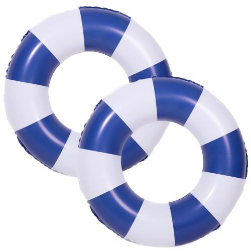 2 Pcs Inflatable Pool Floats -Pool Floats Tubes Pool Tubes- Swim Tubes Inflatable 32" Pool Floats and Rings- Pool Swimming Rings for Adults Summer Beach Pool Party Decor - size: 32inch, style: Beach theme-blue