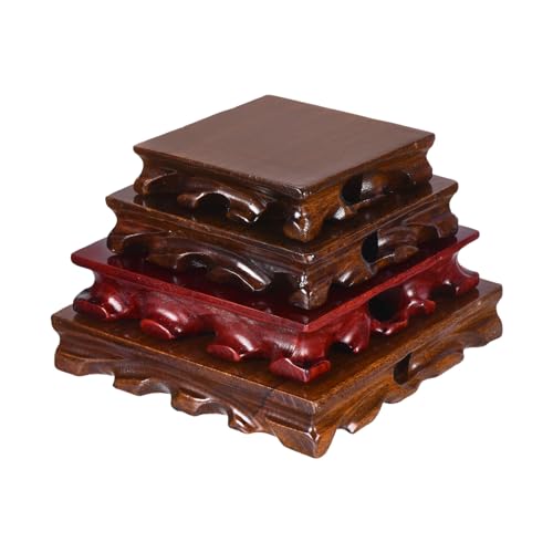 PATIKIL Wooden Display Stand, 5.5 x 5.5 Inch Square Teapot Vase Bonsai Base Wood Stand Holder for Home Office Decoration - size: 5.5 x 5.5 Inch