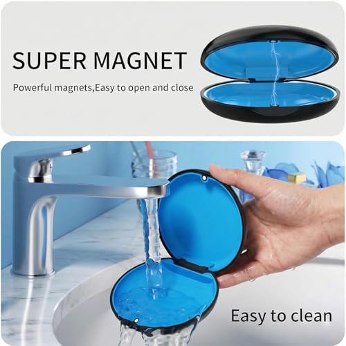 2 Pack Retainer Case, Compatible with Invisalign - Black | 2 Pack • Pocket-Size for Travel • Secure Magnetic Closure • Full Kit: Removal Tool, Aligner Seater & Brush - color: 2 Pack - Black