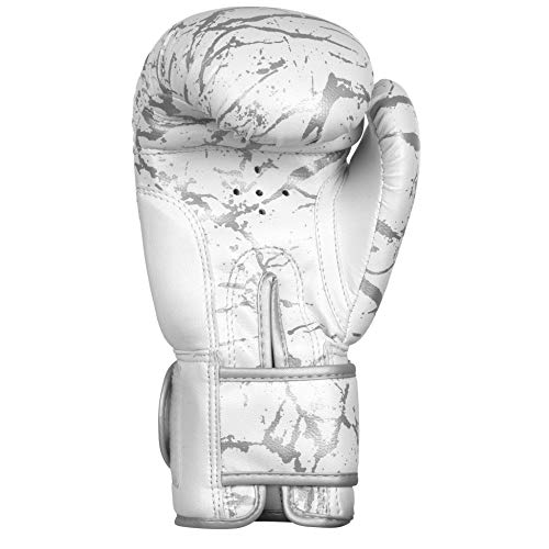 Athllete Boxistar Boxing Gloves, Boxing Gloves Men/Boxing Gloves Women, Available in 8 oz, 12 oz, 14 oz, 16 oz with Optimal Padding - color: White/Metallic Silver, size: 16 oz