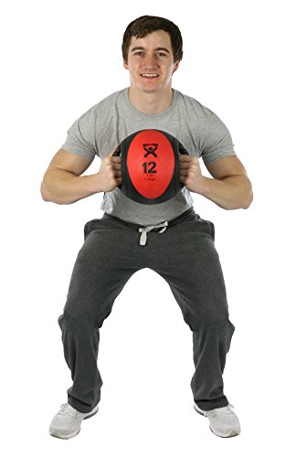 CanDo Dual-Handle Medicine Ball - 9" Diameter - Red - 12 lb