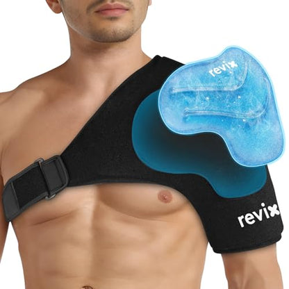 REVIX XL Shoulder Ice Pack Wrap for Rotator Cuff, with Removable Gel Pack - size: XL, style: With Removable Gel Pack