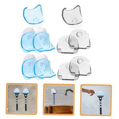 DOITOOL 10pcs Plastic Razor Holders Suction Cups Wall Razor Storage Rack for Efficient Space-saving Showers Durable Bathroom Shaving Tool Stand Compact Design Easy Installation