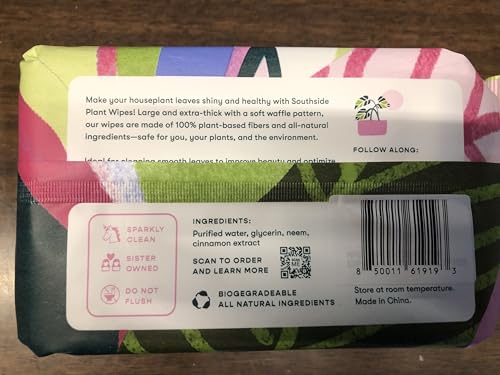 Plant Cleaning Wipes by Southside Plants - Gentle, Plant-Based Wipes for Shiny Leaves and Better Photosynthesis - Unscented, Extra Thick Waffle Weave Leaf Wipe for Indoor & Outdoor Plants - 80 Ct