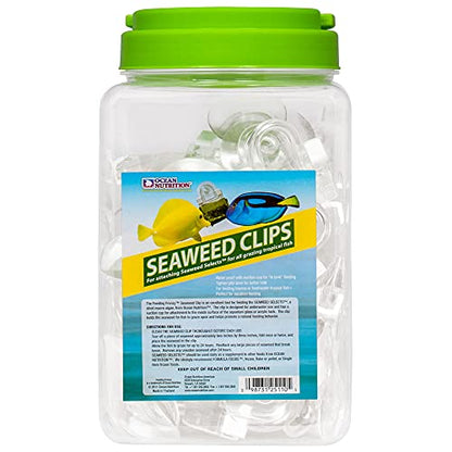 Ocean Nutrition Fish Feeder Seaweed Clips for Saltwater Fish - Aquarium Suction Cups, Holds Food Intact, Prolongs Feeding Process, Pack of 36 for Tangs, Rabbitfish, Marine Angelfish, Wrasses, Damsels - size: 1 Count (Pack of 36)