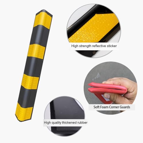 Reflective Foam Corner Pad, Self-Adhesive Wall Shield, Anti-Collision Strip with Strong Grip, Flexible Barrier for Rough Cement, Factory Parking Areas(Black,Style 2_10MM/0.39IN)
