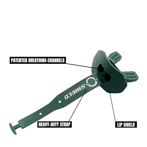 O Shield Striker Football Lip Guard with Permanent Strap - color: Dark Green