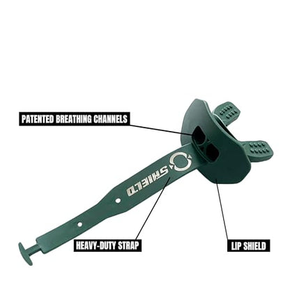 O Shield Striker Football Lip Guard with Permanent Strap - color: Dark Green
