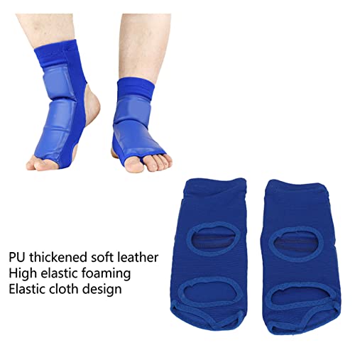 2Pcs Foot Protector,2pcs Foot Protector, Taekwondo Training Foot Protector Unisex PU Leather Soft Boxing Sparring Foot Guard for Women Men Blue (S)