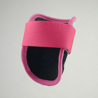 Youth Baseball Shin and Elbow Guard Set, Pink/Aqua/Black, Adjustable Straps, Lightweight, Breathable Mesh Lining - size: Youth Small/Medium