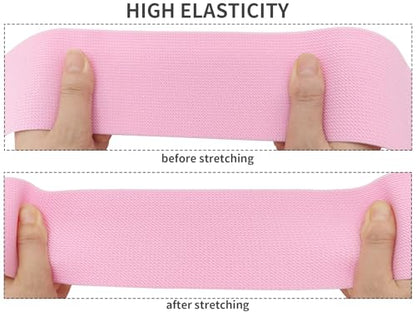 Pink Blue Wide Knit Elastic Band 3" x 5yd for Sewing - color: Pink