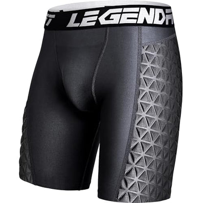 Adult Men Baseball Padded Sliding Shorts with Cup Pocket No Cup - color: Padding Black, size: Medium