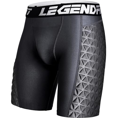 Youth Baseball Padded Sliding Shorts with Cup Pocket No Cup | Impact Absorption Boys Athletic Compression Underwear Football Lacrosse - color: Padding Black, size: Medium