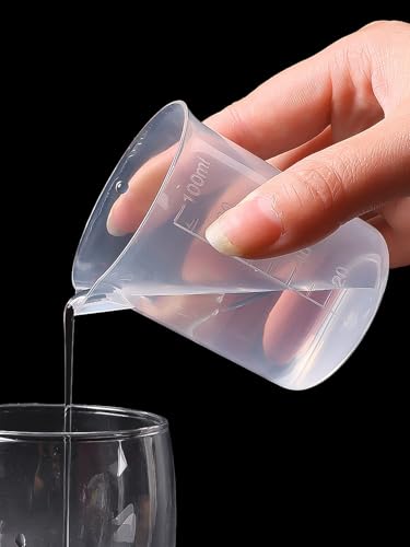 6pcs Plastic Graduated Beaker 100ml Transparent Measuring Cup Laboratory Measuring Jugs Kitchen Measure Tool Mixing Cups