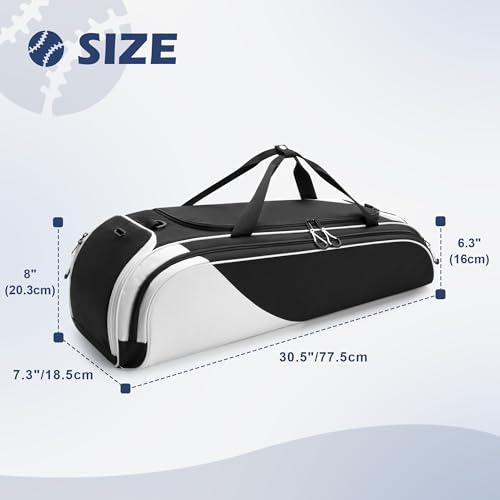 DSLEAF Youth Baseball Duffle Bag for 2 Bats, Small Softball Gear Bag, Black | Front Bat Pocket for 2 Bats, Separate Shoe Compartment,, Portable Handle and Detachable Shoulder Strap