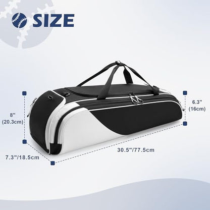 DSLEAF Youth Baseball Duffle Bag for 2 Bats, Small Softball Gear Bag, Black | Front Bat Pocket for 2 Bats, Separate Shoe Compartment,, Portable Handle and Detachable Shoulder Strap