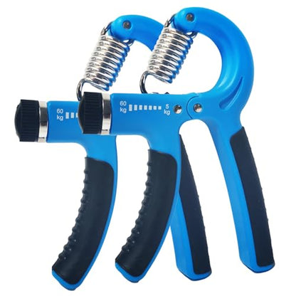 Grip Strengthener 2 Pack Adjustable Resistance 5-60kg Hand Forearm Wrist Finger Workout - color: Blue