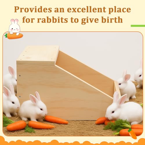 2 Pack Wood Rabbit Nesting Box, 20x14x14 Inch Wooden Hutch Hideout for Breeding, Natural Burrow Den Alternative for Rabbits & Small Animals - size: 20x14x14 Inch