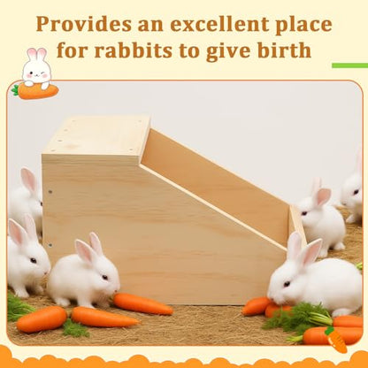 2 Pack Wood Rabbit Nesting Box, 20x14x14 Inch Wooden Hutch Hideout for Breeding, Natural Burrow Den Alternative for Rabbits & Small Animals - size: 20x14x14 Inch