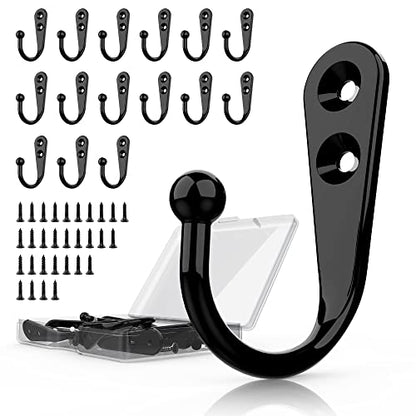 15-Pack Black Wall Mount Hooks for Hanging Coats & Towels - color: 15PCS Black Hooks