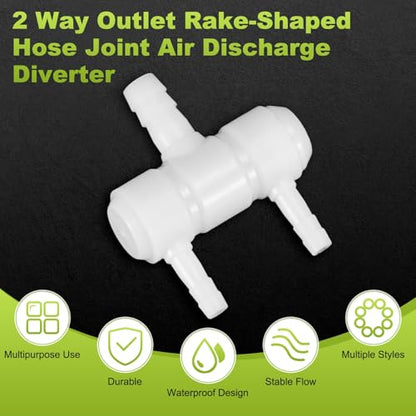 M METERXITY 8-Pack Rake-Shaped Hose Joint Air Discharge Diverter, 2-Way Outlet Barb Hose Fitting Connector for Agricultural Irrigation, Pressure Resistance [Transparent] - style: 2 Way