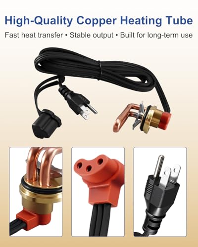 Engine Block Heater Fits for Chevrolet GMC 2001-2008 V8 6.6L, Diesel (Duramax), 2007-2015 V8 6.6L, Diesel (Duramax), 120V 1000 Watts 40mm Diameter, Threaded Engine Block Immersion Heater