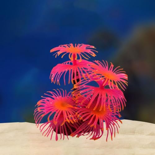 Fake Underwater Coral, Simulation Aquarium Backgrounds Plants Soft Fish Tank Water Grass Landscape Ornament Silicone Coral(Rose red)