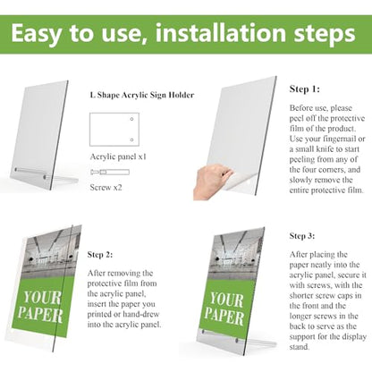 L-Shaped Clear Display Stand, Shatter Resistant Windproof Anti-Fall Outdoor Sign Hold (8.5x11 inch 2pack) - size: 8.5x11 inch 2pack