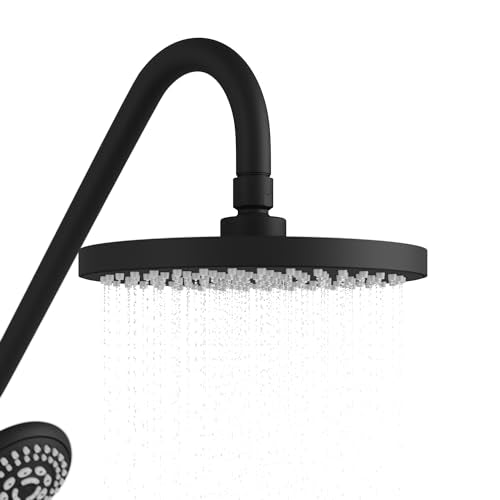 PULSE ShowerSpas Kauai III Matte Black Rain Shower Head with Handheld Spray - 2.5 GPM, 8" Showerhead, 5-Function HandShower, Adjustable Slide Bar - Shower Heads with Handheld Spray Combo - size: 2.5 Gallon Per Minute, style: Matte Black