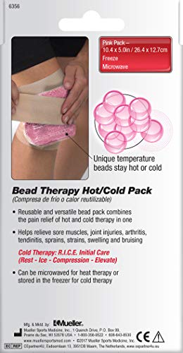 MUELLER Sports Medicine Beaded Reusable Cold/Hot Pack, Ideal for Treatment of Minor scrapes, Bruises, Aches, Sprains and Headaches, Heat/Cold Compression Therapy, 10.4"x5" - size: 10.4"x5" Beaded (Pack of 1)