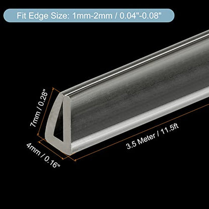 uxcell U Channel Edge Trim, 11.5ft Length Soft Rubber Guard Seal Strip Edge Protector Fit for 1-2mm Edge, (9/32" W x 5/32" H) Clear - size: 9/32"x 5/32"x 11.5ft