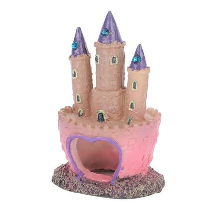 HERCHR Castle Aquarium Decoration, Fish Tanks Ornament Resin Castle Cave Hideouts House Plants Supplies Accessories Safe for Freshwater and Saltwater Fish Tanks(Pink)