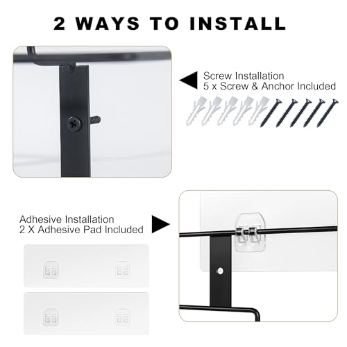 Metal Glove Holder for Wall Mount(2 PACK),Glove Box Holder Wall Mount for laboratory,Healthcare, Hospital, Restaurants,Black Medical Glove Holder with Mounting Accessories Included