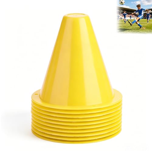 10-Pack Football Training Cones, Bracket Accessories, Obstacle Marking Set - color: Yellow