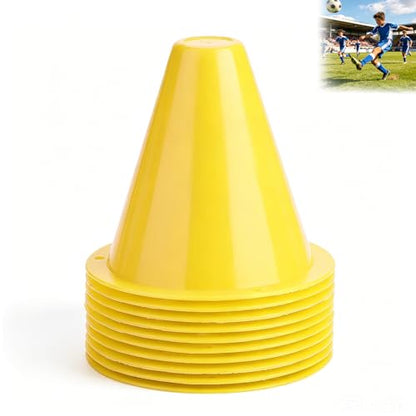 10-Pack Football Training Cones, Bracket Accessories, Obstacle Marking Set - color: Yellow