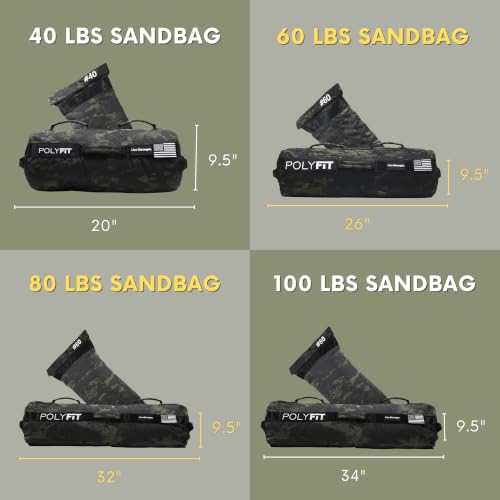 Polyfit Workout Sandbag Pro - Exact Sizing with Triple Closure Filler Bag - color: BLACK CAMO, size: 100 LB